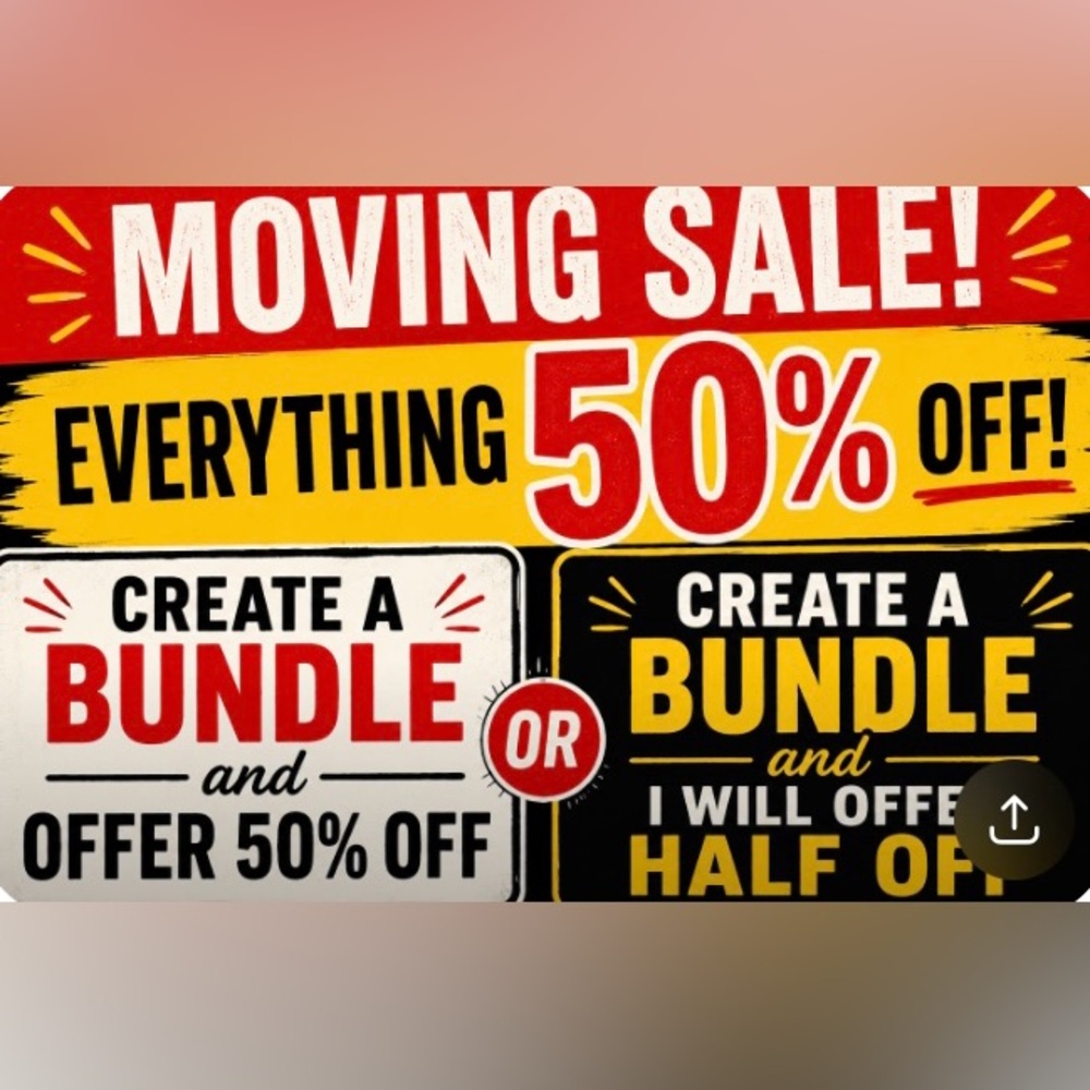 Moving Sale 50% Off Promotional Sign - Red, Yellow, Black, White